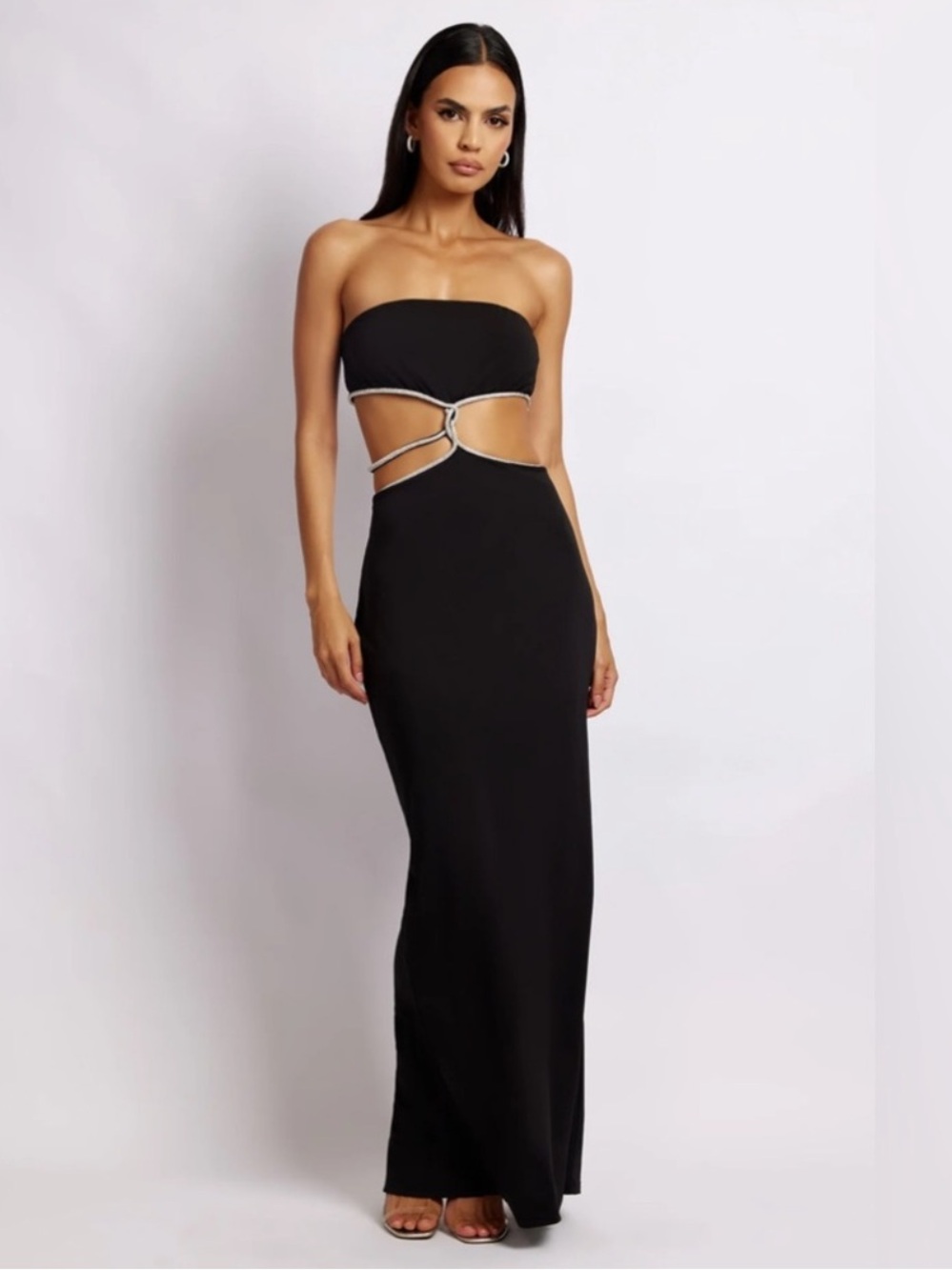 Meshki Billie Cutout Maxi Dress Women’s Medium Rhinestone Strapless B19